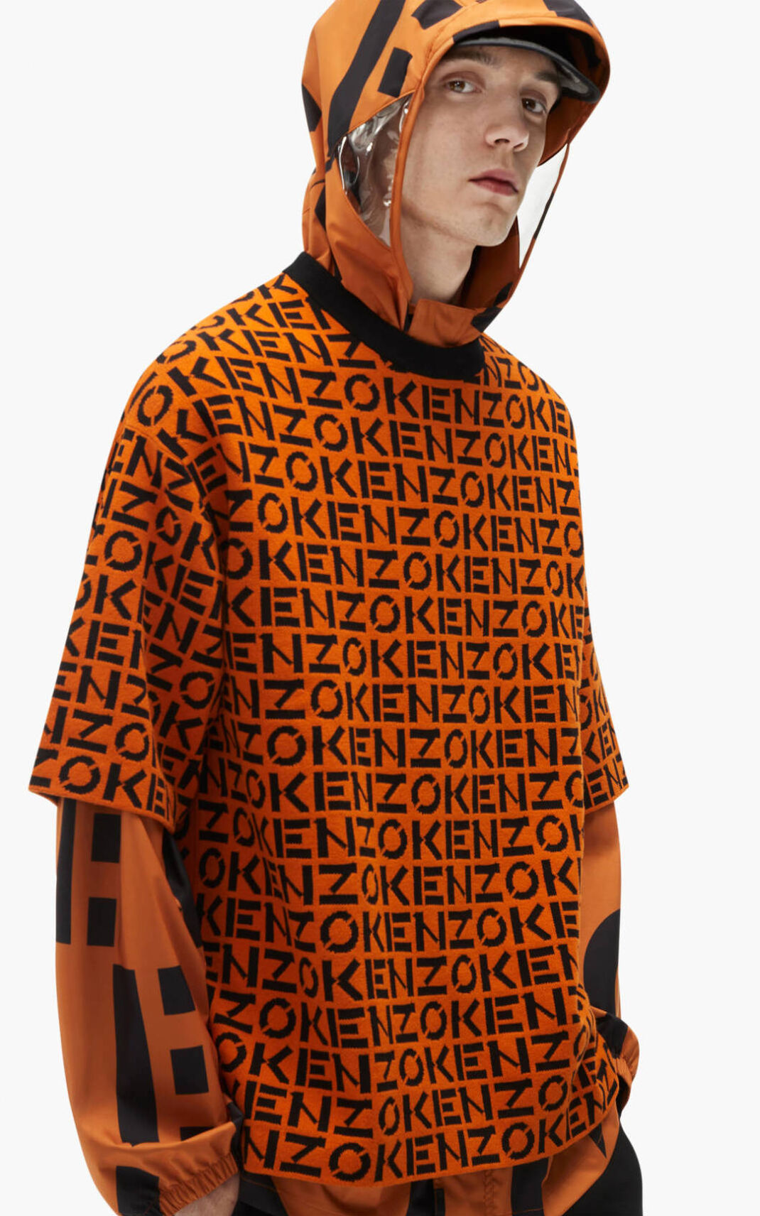 Pull Kenzo Sport oversize monogram Homme Orange Foncé | TACP-87031